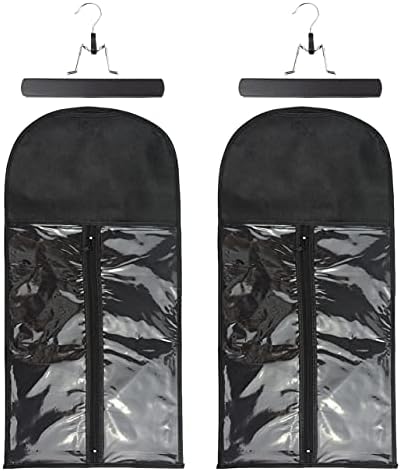 2 Pcs Hair Extensions Storage Bag with Hanger Portable Wig Storage Bags Hair Extension Holder for Multiple Wigs (Black) by YTBYT