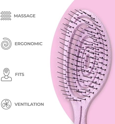 Ninabella Detangler Brush - No Tangle Hair Brush for Women, Fine, Thick and Long Hair - Hairbrush for Wet and Dry Hair, Gentle on the Scalp - Pink - Image 3