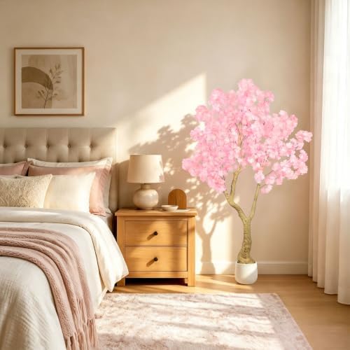 Pink Artificial Cherry Blossom Tree 5FT with Sturdy White Planter - Image 4