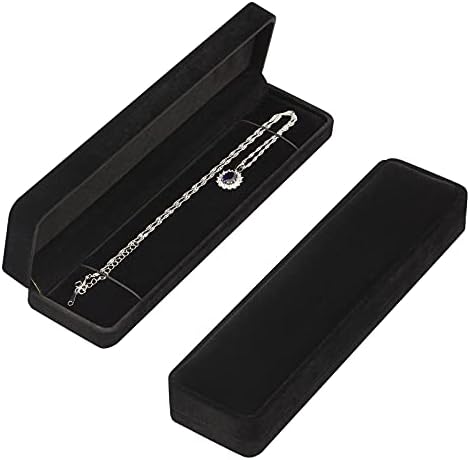 LETURE 2 Pieces Long Velvet Jewelry Chain Necklace Gift Box Set, Bracelet Storage Case, Jewellry Display Box for Wedding, Engagement,Proposal, Birthday and Anniversary (Black) by LETURE