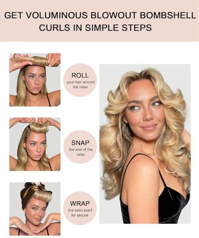 Classic Heatless Curls Overnight Rods - Upgraded Directional Grip Velvet No Heat Hair Curlers to Sleep Hair Rollers Flexible Curling Rods Set for Long Thicker Hair, Full Coverage Larger Silk Scarf - Image 2