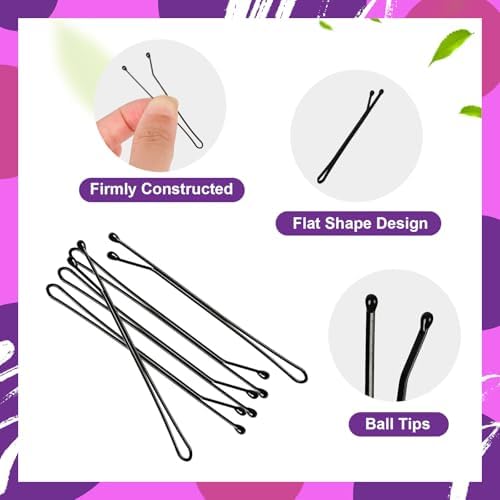 2.2 Inch Black Hair Bobby Pins Metal Clips Flat Straight Ball Tips Non-slip Decorative Long Short Women Girls Nickel Free Hairdressing Wedding Accessories with Case 100 PCS - Image 3