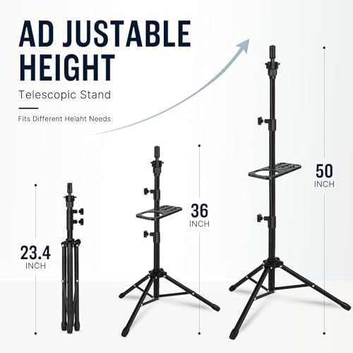 AliLeader 50 Inch Heavy Duty Wig Stand Tripod with Tray Adjustable Mannequin Head Stand Stainless Steel Wig Tripod Stand Wig Head Stand for Hairdressing Training (Mannequin Head Not Included) - Image 2