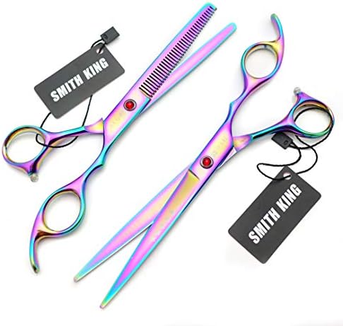 7.0 Inches Professional hair cutting thinning scissors set with razor (Rainbow) - Image 4