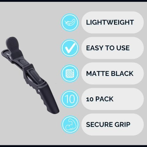 Big Kizzy Croc Clips (10 Pack) - Black Alligator Clips to Section & Hold Hair for Styling, Cutting, or Hair Extension Installation - Image 2