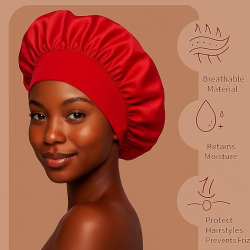 Satin Bonnet – Sleep Bonnet for Women and Men Curly Hair, Braids, and Natural Hairstyles (1pck) - Image 6