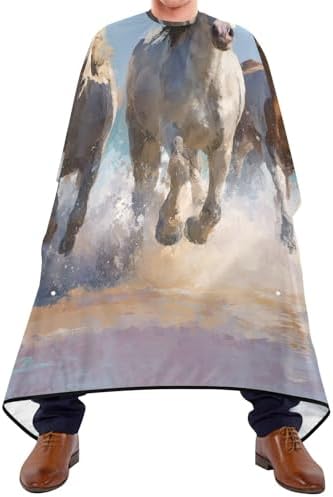 ALAZA Running Horse on Beach Barber Cape for Men Women, Waterproof Haircut Apron Beard Shaving Bib Hair Cutting Cloth 55 x 65 Inch - Image 2