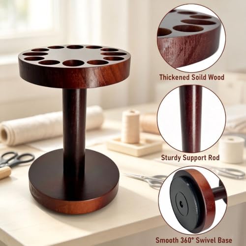 Rotating Hair Scissors Holder, Wooden Barber Scissors Storage Holder Salon Shears Holder Hair Stylist Scissors Container Hairdressing Tools - Image 2