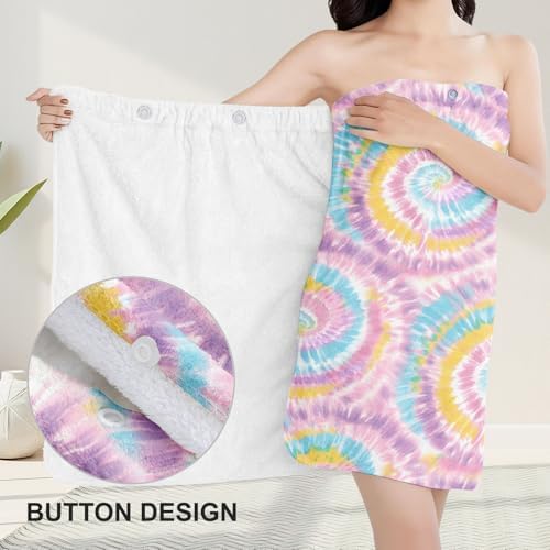 Absorbent Bath Towel Wrap Set (32 X 60 in), Blue Tie-Dye Towel Wrap - Image 5