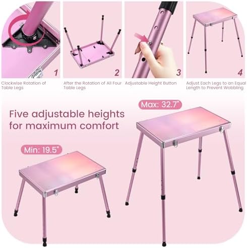 Joligrace Rolling Manicure Table 5 Drawers Makeup Case Foldable Nail Desk - Image 4
