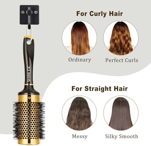 Large Round Brush for Blow Drying, Aluminum Round Hair Brushes for Women, Roller Brush for Blow Drying and Styling, Gold, For Curly and Straight-2 Inch Barrel, 2.95 Inch with Bristles - Image 5