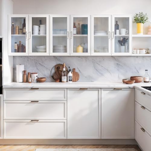 Furnaza Set of 3 White Kitchen Wall Storage Cabinet with Acrylic Glass Door - Image 3