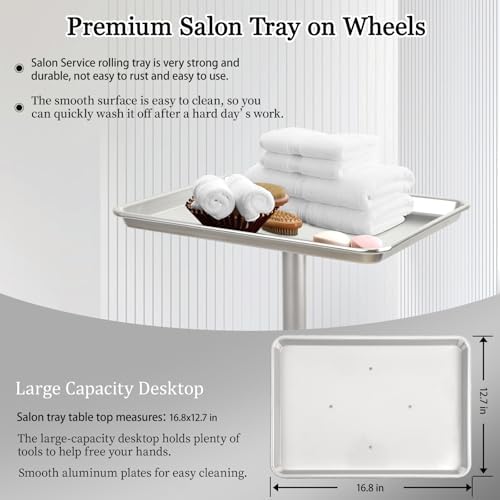 Salon Señor Salon Tray Cart,TattooTray on Wheels,Hair Color Tray,Silver - Image 2
