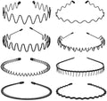 Metal Headband Men, Non Slip Wave Hair Band, Zigzag Grip 8 Pcs by KELUBATUbrand