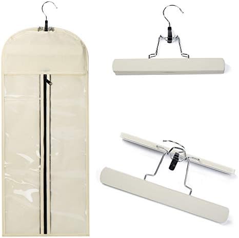Hairro Portable Hair Extensions Carrier Non-woven Dust-proof Storage Case with Wooden Hanger for Human Hair Extensions, 26 Inch Off White by Hairro