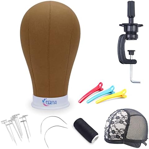 EERYA 23 Inch Wig Head Stand Set for Wig Making Display Styling Training by Eerya