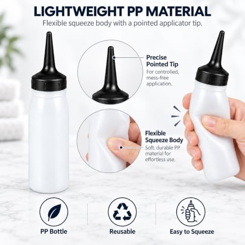 DOITOOL 9 Pcs Hair Dye Bottles, Small PP Pointed Tip Applicators - Image 7