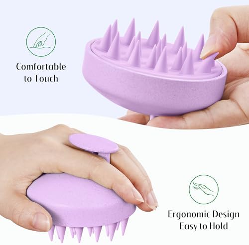 HEETA Wheat Straw Scalp Scrubber Shampoo Brush Massage Tool for Hair Growth - Image 4
