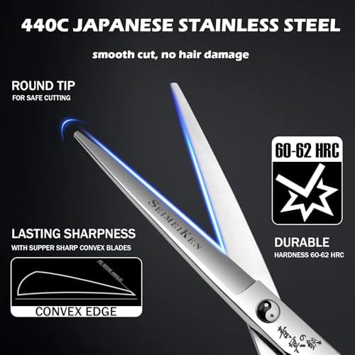 Hair Cutting Scissors Kit Professional, 6” Japanese 440C Shears - Image 2