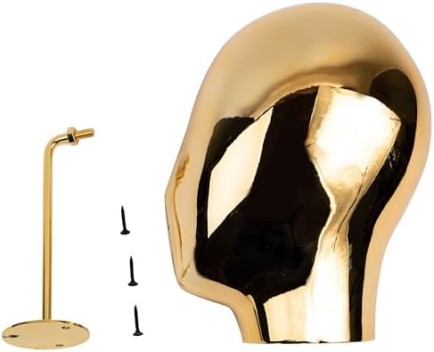 Golden Wall Mounted Mannequin Head for Wigs, Metal Mannequin Head Wall Mount Wig Stand for Caps, Wig Making, Hanging Mannequin Head Model Wig Holder for Hats - Image 3