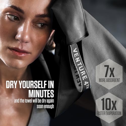 VENTURE 4TH Quick Dry Microfiber Towel for Camping & Gym - Charcoal Large - Image 4
