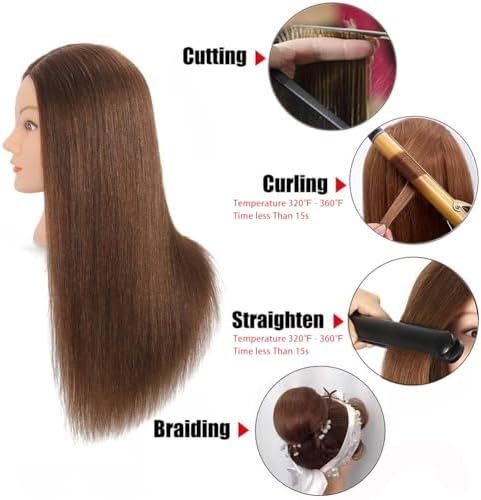 Opini Mannequin Head 100% Real Human Hair for Hairstyle Curling Practice - Image 5