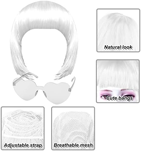MIAHART White Short Bob Wig and Sunglass Set - Image 4