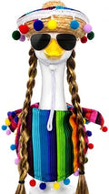 Mexican Fiesta Porch Goose Outfit with Brown Wig & Hat Decor, 4-Pcs by ZYIDBNG