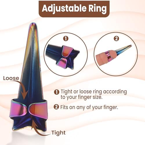 Pro Hair Parting & Sectioning Rings-Stainless Steel Finger Braiding Pick Tool for Precise Hair Styling and Extension Installations (1 PC Rainbow) - Image 3
