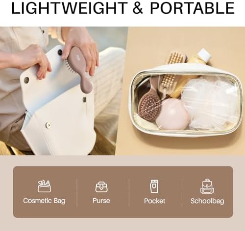 RHOS Mini Hair Brush for Women,Men and Kids-Travel Size Hair Brush for Purse,Pocket,backpack-Small Cushion Paddle Brush with Soft Bristles-Mini Detangler Brush for All Hair Types(1 Pack-Mocha) - Image 3