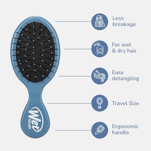 Wet Brush Mini Detangler Hair Brush, Elemental Blue, Detangling Travel Hairbrush, Ultra-Soft IntelliFlex Bristles Glide Through Tangles with Ease, Pain-Free, All Hair Types, 2 Count (Pack of 12) - Image 3