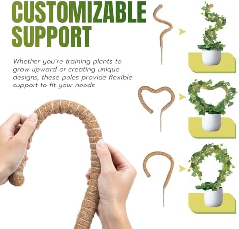 Mcbazel 2 Pack 27.5 Inch Bendable Moss Pole for Plants Monstera - Coco Coir Plant Support Stakes for Climbing Indoor Pothos, Potted Climbers & Philodendron - Flexible Stick Kit with Full Garden Ties - Image 6