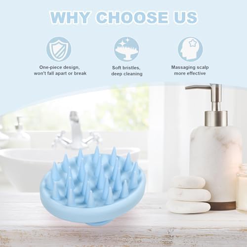 Meartchy Silicone Scalp Massager, Scalp Scrubber for Hair Growth with Soft Bristles, Scalp Exfoliator Brush Dandruff Removal Shampoo Brush for Wet Dry Scalp Care (Light Blue) - Image 6