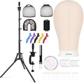 Beauty Star 63inch Tall Wig Stand Tripod with 22inch Mannequin Head, Canvas Block Wig Head Included Adjustable Holder and Wig Caps Kit for Multiple wigs, Perfect for Making Wigs, Display Styling by BeautyStar