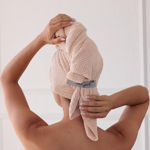 Curly Girl Microfiber Hair Towel Wrap for Women, 41" x 31" Large Quick Dry Hair Towel, Secure Fit with Elastic Strap, Anti-Frizz Hair Plopping Wrap for Long, Thick Hair - Image 4