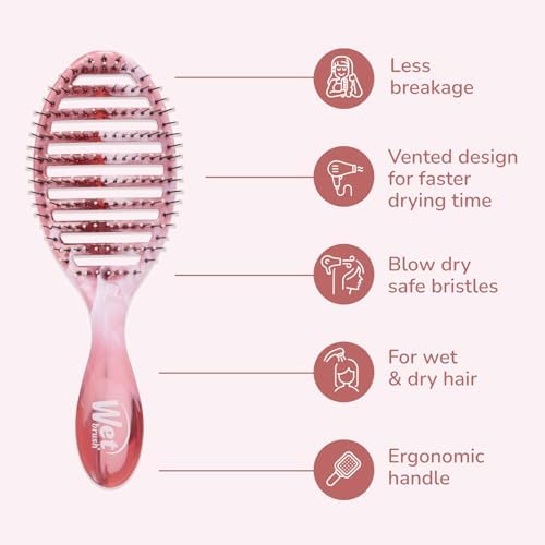 Wet Brush Speed Dry Hair Brush, Pink (Sweet Seaglass) - Vented Design & Soft HeatFlex Bristles Are Blow Dry Safe - Ergonomic Handle Manages Tangles - Pain-Free Hair Accessories - Image 4