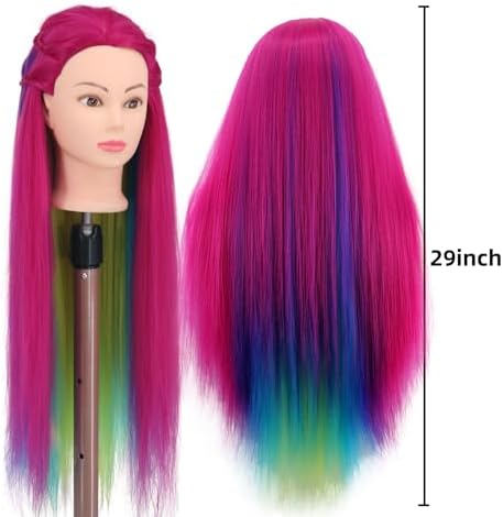 Mannequin Head with Hair 29'' Cosmetology Mannequin Heads for Braiding - Image 2