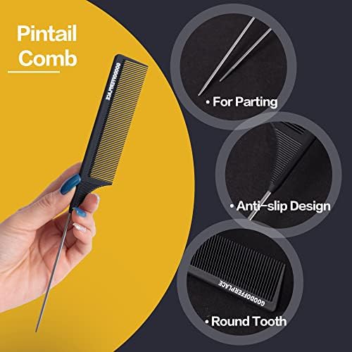 4 PCS Rat Tail Combs with Metal Pick for Braiding,Parting - Image 3