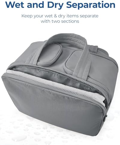 BAGSMART Travel Toiletry Bag, Lightweight Large Wide-open Travel Bag for Women, Puffy Cosmetic Makeup Bag Organizer with Handle for Accessories,Essentials, Toiletries, Grey - Image 5