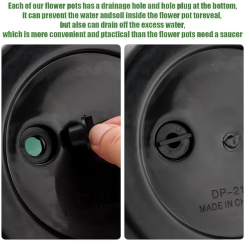 RooTrimmer 5 Pack 10 Inch Plant Pots Plastic Planters with Drainage Holes & Plugs,Lightweight Flower Pots for Indoor Outdoor Plants,Flowers,Monstera,Snake Plant,Home Garden(Black) - Image 2