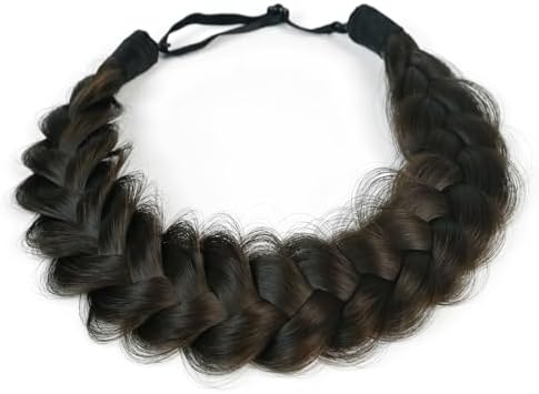 Synthetic Hair Braided Headband Classic Wide Strands Wedding Disorderly Fluffy Braids Wig Band Women Beauty Accessory（Chestnut Brown） - Image 2