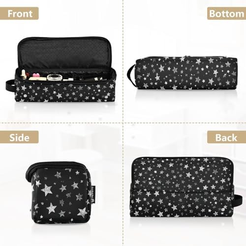 Hair Tools Travel Bag with Heat Resistant Mat 2-in-1 Hot Tools Travel Bag Organizer Flat Curling Iron Travel Case for Straightener Sparkly Silver Stars - Image 5