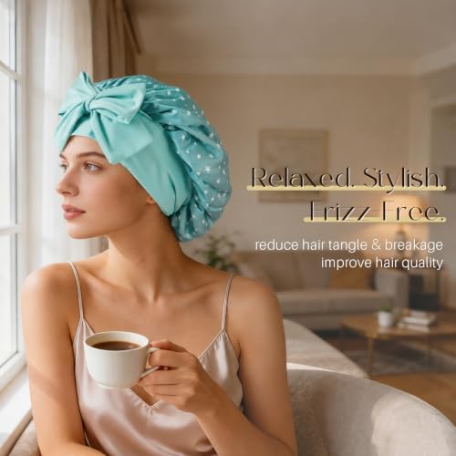 ZIMASILK 100% Mulberry Silk Bonnet for Sleeping Women Long Hair, Star - Image 3