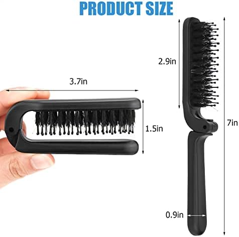 Ancable 2Pcs Travel Folding Hair Brush, Collapsable Portable Pocket Boar Bristle for Thin/Thick Hair, Mini Hairbrush for Men Women Kids, Wet/Dry Hair, Restore Shine, Black - Image 6