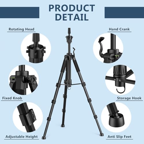 Mannequin Head Stand, 54 inch Adjustable Wig Stand Tripod with Non-Slip Base, Heavy Duty Metal Mannequin Tripod Stand for Cosmetology Hairdressing - Image 6