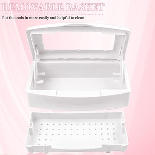 Nail Tool Sterilizer Box, Plastic Sterilizing Tray, Plastic Clean Sterilizing Box Storage Organizer for Nail, Tweezers, Eyelash Extensions, Hair Salon, Spa & Cutter Manicure Equipment(White) - Image 2