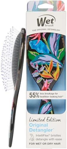 Wet Brush Original Detangler Hair Brush, Flexible Bristles Gently Detangle All Hair Types, Works on Wet or Dry Strands, Ergonomic Handle, Reduces Breakage, Limited Edition, Tropical Oasis Purple Grove by WetBrush