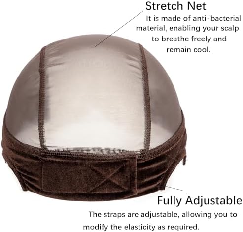 Wig Caps with Grip Band for Keeping Wigs in Place Wig Caps for Women Adjustable Wig Grip Cap Band Brown Stocking Wig Caps Wide 13x4 HD Transparent Lace for Front Wig Cap for Wig Making - Image 4