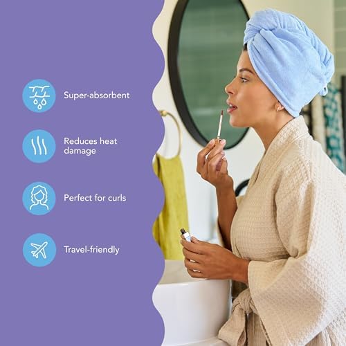 Turbie Twist Microfiber Hair Towel, Dazzling Blue & Windsurfer (2 Pack) - Image 2