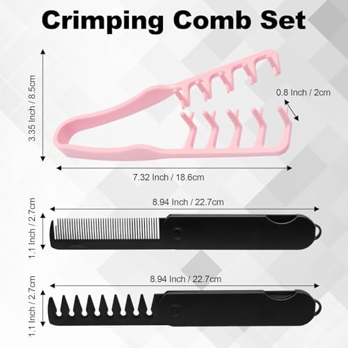 2 Pack Texture Styling Comb, Wide Tooth Volumizing, ABS, Black Pink - Image 4